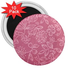 Floral Rose Flower Embroidery Pattern 3  Magnets (10 Pack)  by paulaoliveiradesign