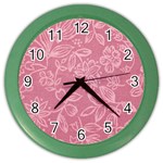 Floral Rose Flower Embroidery Pattern Color Wall Clocks Front