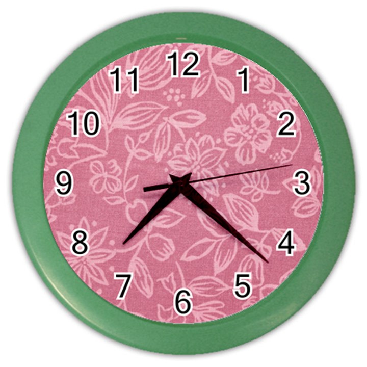 Floral Rose Flower Embroidery Pattern Color Wall Clocks