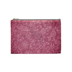 Floral Rose Flower Embroidery Pattern Cosmetic Bag (medium)  by paulaoliveiradesign