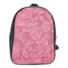 Floral Rose Flower Embroidery Pattern School Bag (large) by paulaoliveiradesign