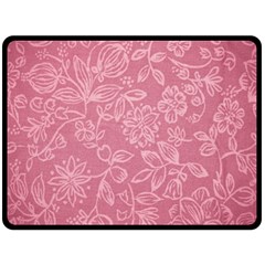 Floral Rose Flower Embroidery Pattern Fleece Blanket (large)  by paulaoliveiradesign