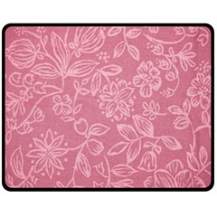 Floral Rose Flower Embroidery Pattern Fleece Blanket (medium)  by paulaoliveiradesign