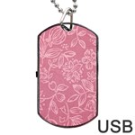 Floral Rose Flower Embroidery Pattern Dog Tag USB Flash (Two Sides) Back