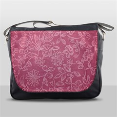 Floral Rose Flower Embroidery Pattern Messenger Bags by paulaoliveiradesign