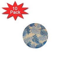 Fabric Embroidery Blue Texture 1  Mini Buttons (10 Pack)  by paulaoliveiradesign