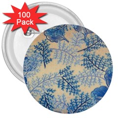 Fabric Embroidery Blue Texture 3  Buttons (100 Pack)  by paulaoliveiradesign