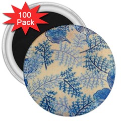 Fabric Embroidery Blue Texture 3  Magnets (100 Pack) by paulaoliveiradesign