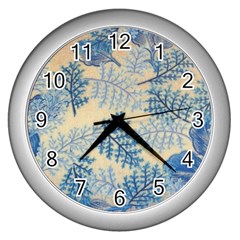 Fabric Embroidery Blue Texture Wall Clocks (silver) 