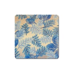 Fabric Embroidery Blue Texture Square Magnet by paulaoliveiradesign