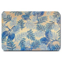 Fabric Embroidery Blue Texture Large Doormat  by paulaoliveiradesign