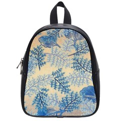 Fabric Embroidery Blue Texture School Bag (small) by paulaoliveiradesign