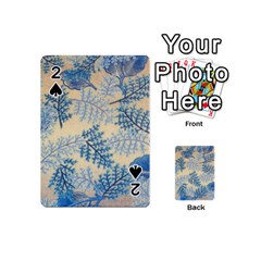 Fabric Embroidery Blue Texture Playing Cards 54 (mini)  by paulaoliveiradesign