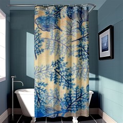 Fabric Embroidery Blue Texture Shower Curtain 36  X 72  (stall)  by paulaoliveiradesign