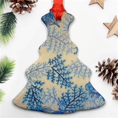 Fabric Embroidery Blue Texture Ornament (christmas Tree)  by paulaoliveiradesign