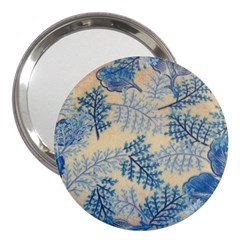 Fabric Embroidery Blue Texture 3  Handbag Mirrors by paulaoliveiradesign