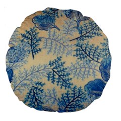 Fabric Embroidery Blue Texture Large 18  Premium Round Cushions by paulaoliveiradesign