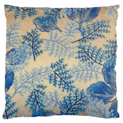 Fabric Embroidery Blue Texture Large Flano Cushion Case (two Sides) by paulaoliveiradesign