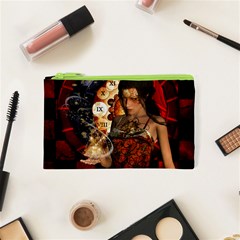 Steampunk, Beautiful Steampunk Lady With Clocks And Gears Cosmetic Bag (xs) by FantasyWorld7