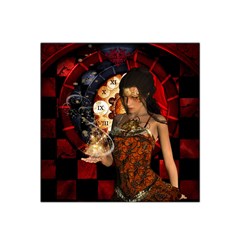 Steampunk, Beautiful Steampunk Lady With Clocks And Gears Satin Bandana Scarf by FantasyWorld7