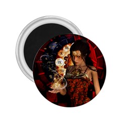 Steampunk, Beautiful Steampunk Lady With Clocks And Gears 2 25  Magnets by FantasyWorld7