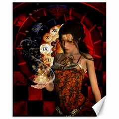 Steampunk, Beautiful Steampunk Lady With Clocks And Gears Canvas 16  X 20   by FantasyWorld7