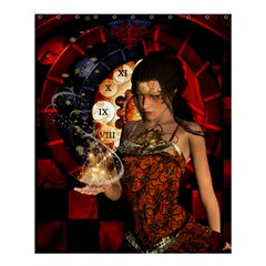 Steampunk, Beautiful Steampunk Lady With Clocks And Gears Shower Curtain 60  X 72  (medium)  by FantasyWorld7