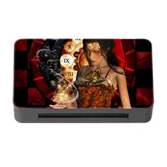 Steampunk, Beautiful Steampunk Lady With Clocks And Gears Memory Card Reader With Cf by FantasyWorld7