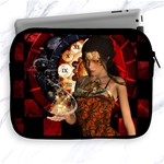 Steampunk, Beautiful Steampunk Lady With Clocks And Gears Apple iPad 2/3/4 Zipper Cases Front