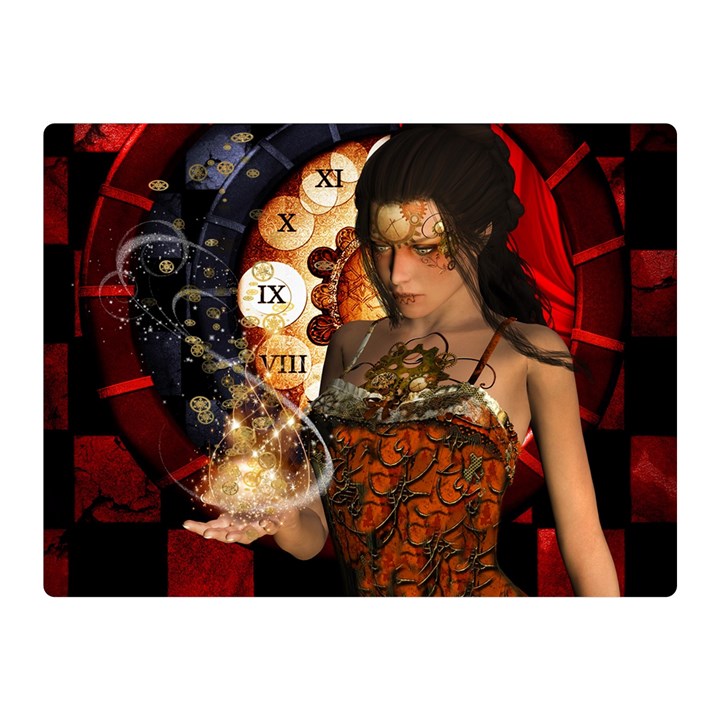 Steampunk, Beautiful Steampunk Lady With Clocks And Gears Double Sided Flano Blanket (Mini) 