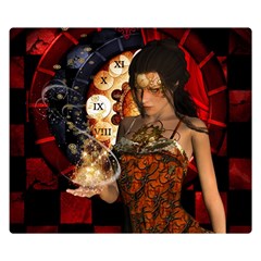 Steampunk, Beautiful Steampunk Lady With Clocks And Gears Double Sided Flano Blanket (small)  by FantasyWorld7