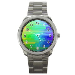 Colors Rainbow Pattern Sport Metal Watch by paulaoliveiradesign