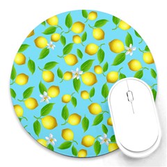 Lemon Pattern Round Mousepads by Valentinaart