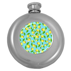 Lemon Pattern Round Hip Flask (5 Oz) by Valentinaart