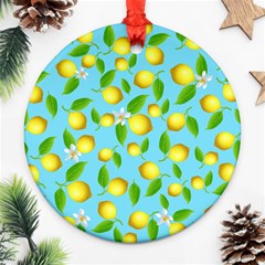 Lemon Pattern Round Ornament (two Sides) by Valentinaart