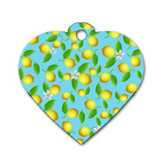 Lemon Pattern Dog Tag Heart (two Sides) by Valentinaart