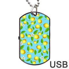 Lemon Pattern Dog Tag Usb Flash (one Side) by Valentinaart