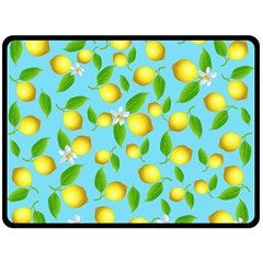 Lemon Pattern Double Sided Fleece Blanket (large)  by Valentinaart