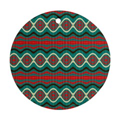 Ethnic Geometric Pattern Round Ornament (two Sides) by linceazul