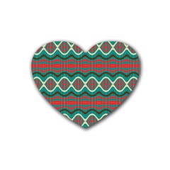 Ethnic Geometric Pattern Rubber Coaster (heart)  by linceazul