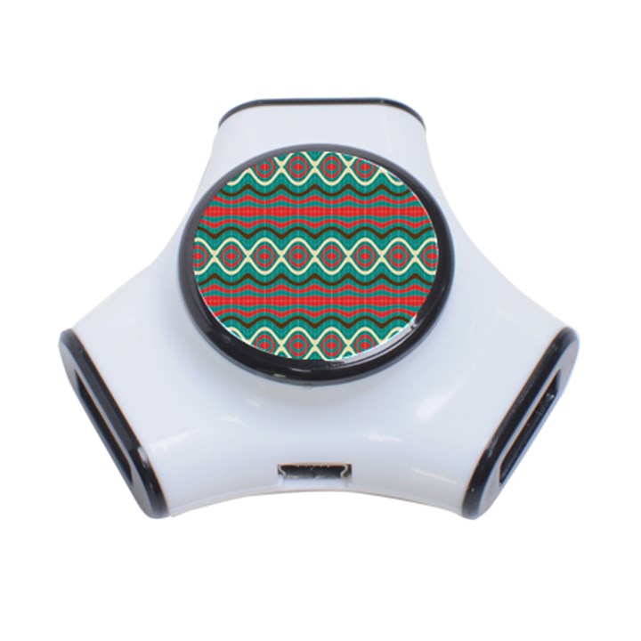 Ethnic Geometric Pattern 3-Port USB Hub