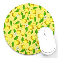 Lemon Pattern Round Mousepads by Valentinaart