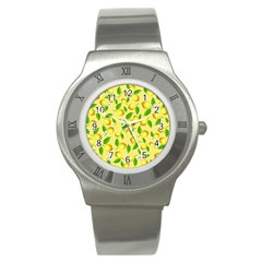 Lemon Pattern Stainless Steel Watch by Valentinaart