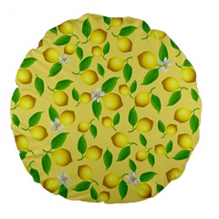 Lemon Pattern Large 18  Premium Flano Round Cushions by Valentinaart