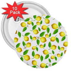 Lemon Pattern 3  Buttons (10 Pack)  by Valentinaart