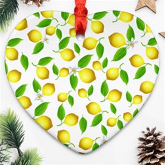 Lemon Pattern Heart Ornament (two Sides) by Valentinaart