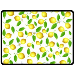 Lemon Pattern Double Sided Fleece Blanket (large)  by Valentinaart