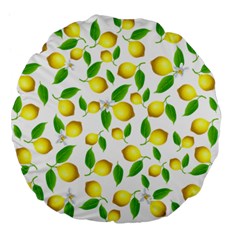 Lemon Pattern Large 18  Premium Flano Round Cushions by Valentinaart