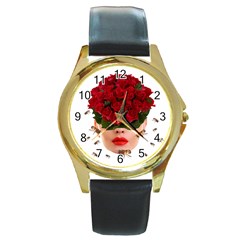 Beautiful Life Round Gold Metal Watch by Valentinaart