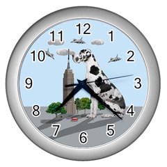 Great Dane Wall Clocks (silver)  by Valentinaart